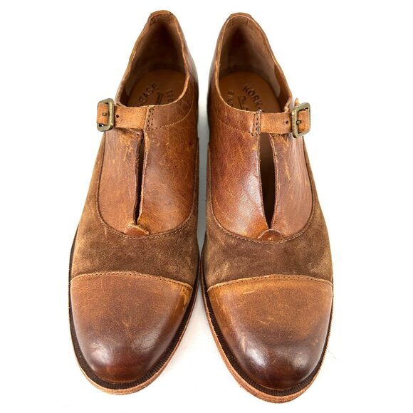 Kork Ease Niseda Brown Distressed Leather Oxford Womens 7.5 Buckle Closure - Picture 1 of 10
